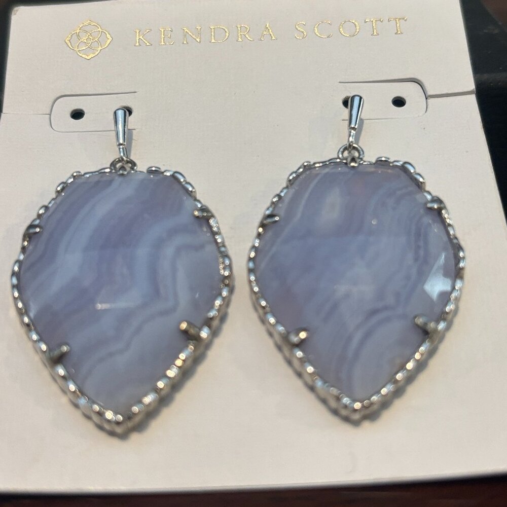 Kendra Scott Blue Lace Agate Corley Earrings (Corley Style)